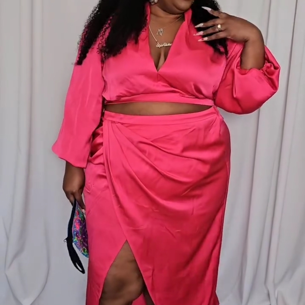 Eloquii Vibrant Pink Skirt Set